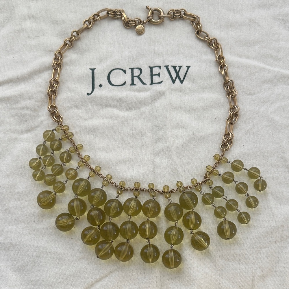 J. Crew Gold and Olive Beaded Necklace